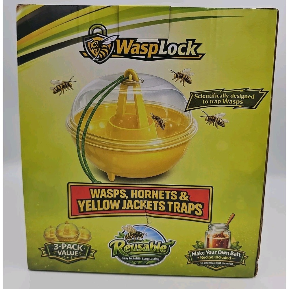 (3) Pack Wasp Lock Wasp, Hornet And Yellow Jacket Trap